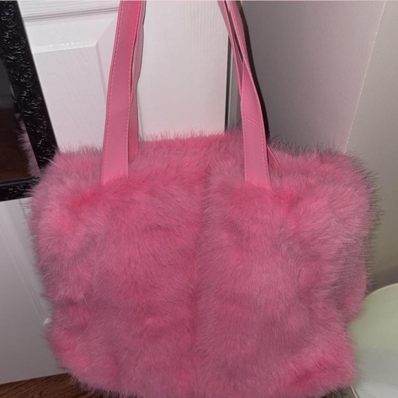 Pink Faux Fur Tote Bag - Picture 2 of 2